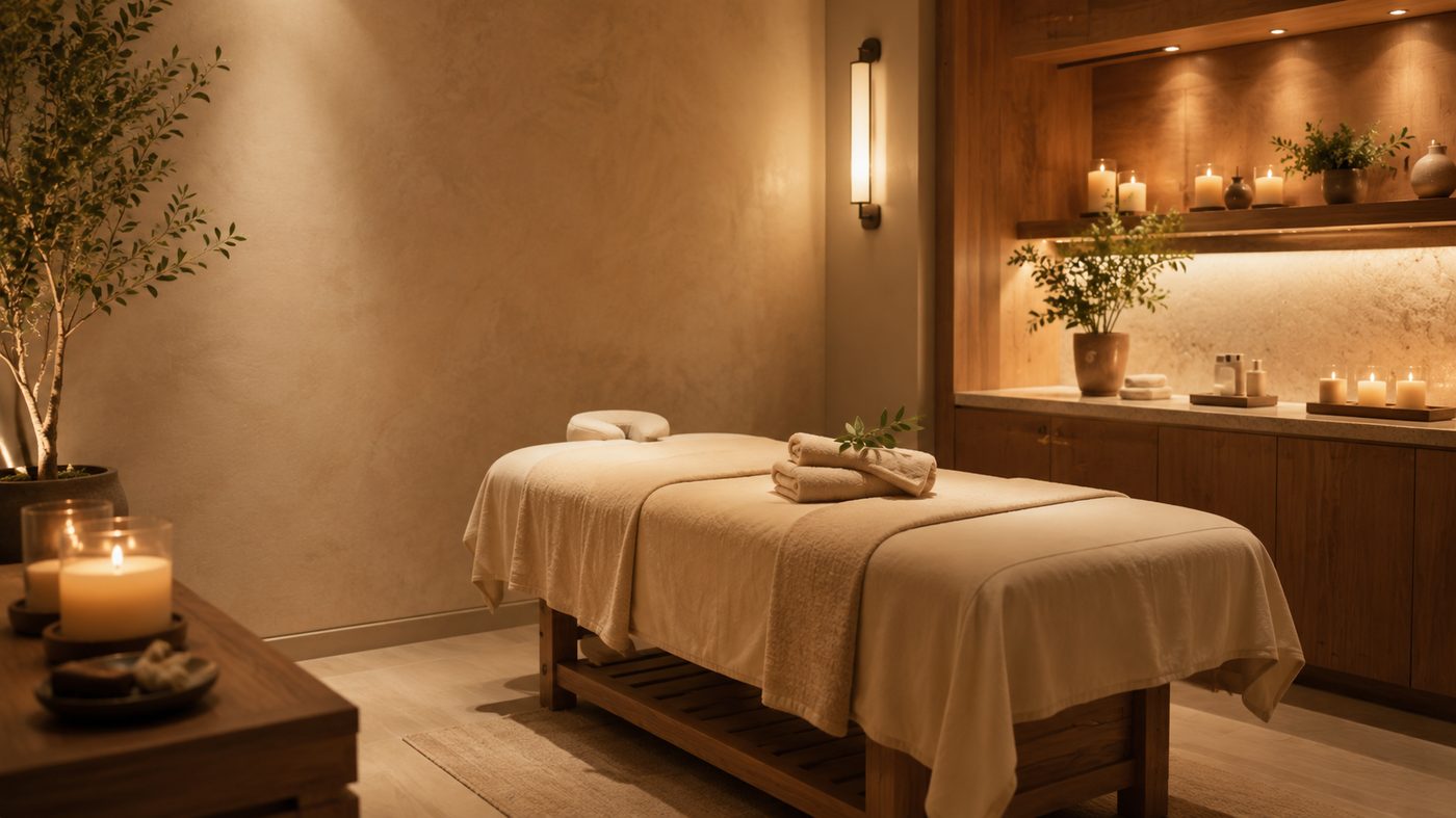 Peaceful massage room at On The Spot Massage